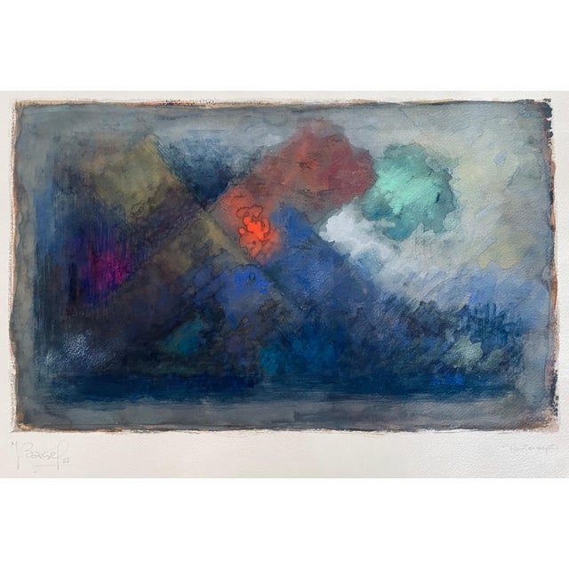 Modern Moses Bagel Bahelfer, Polish French Judaica Watercolor Gouache Painting Original Bauhaus Yiddish Art, 1988 For Sale - Image 3 of 8