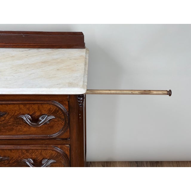 Wood Antique Victorian Walnut Three Drawer Bachelor’s Chest C. 1880 For Sale - Image 7 of 12