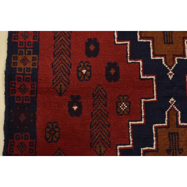 Textile Baloch Rug 3’10” X 6’5” Red Wool Vintage Tribal Hand-Knotted Oriental Carpet For Sale - Image 7 of 14