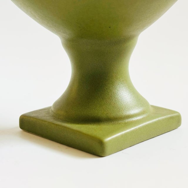 Ceramic Vintage Green Ceramic Pedestal Planter Vase For Sale - Image 7 of 9