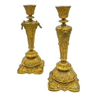 Pair of 19th Century Brass Regency Candlesticks For Sale