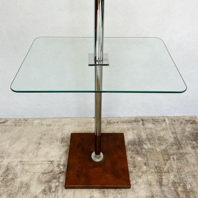 Chrome Floor Lamp with Glass Shelf from Koch & Lowy, 1970s For Sale - Image 6 of 8