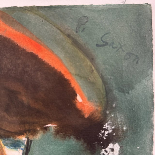 Contemporary Phil Saxon, Figurative Art with Man in Hat, Original Painting on Paper For Sale - Image 3 of 8