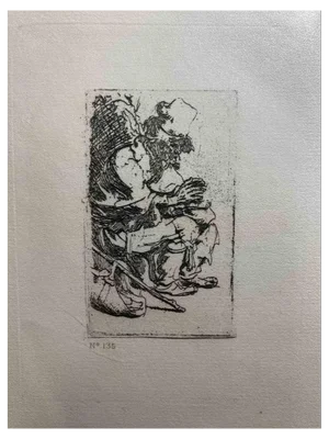 Charles Amand Durand after Rembrandt, Beggar Seated Warming His Hands at a Chafing Dish, Engraving After Rembrandt