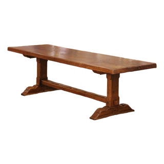 19th Century French Louis XIII Oak Refectory Monastery Table With One-Board Top For Sale