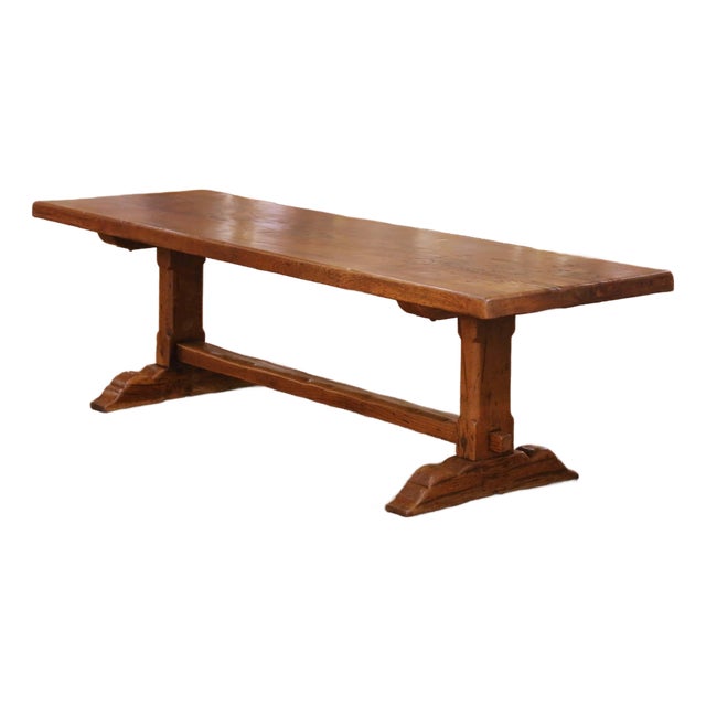 19th Century French Louis XIII Oak Refectory Monastery Table With One-Board Top For Sale