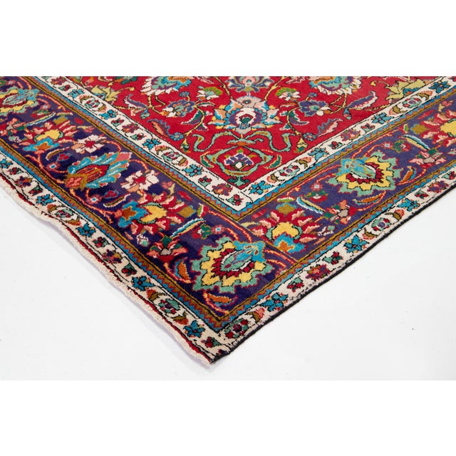 Vintage Red Handknotted Wool Tabriz Rug For Sale - Image 9 of 10