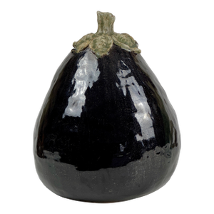 Mid 20th Century Gorgeous & Large Vintage Signed Ceramic Sculpture of an Eggplant