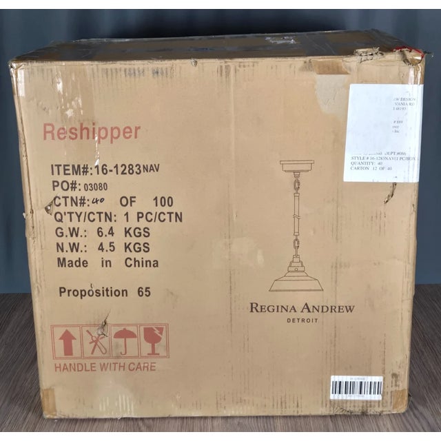 Regina Andrew Maine Large Navy Blue & Nickel Ceramic Pendant Light For Sale - Image 14 of 14