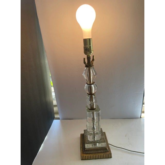 Mid Century Modern Stacked Glass Table Lamp For Sale - Image 9 of 9