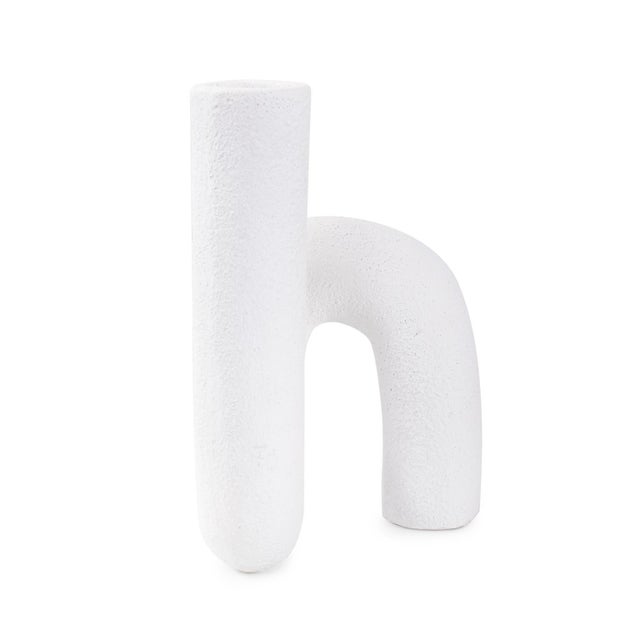 White Abstract Curved Tube Vase Tall For Sale - Image 10 of 11