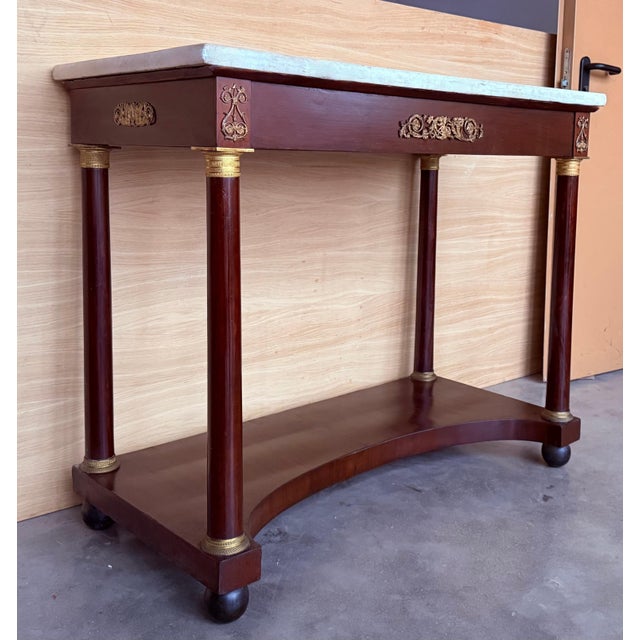 French Antique French Empire Fruitwood Console Table with drawer, Early 20th Century For Sale - Image 3 of 18