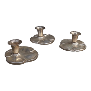 1960s Hans Jensen Denmark 3x Pansy Small Candle Candleholders