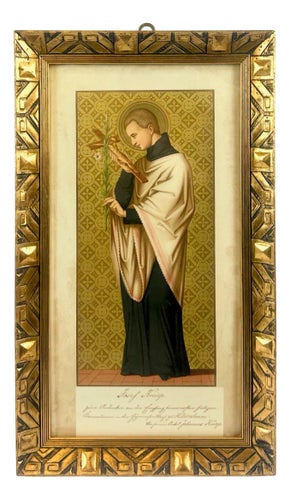 St. Norbertus Verlag Wien, Saint Aloysius, 1900s, Chromolithograph, Framed