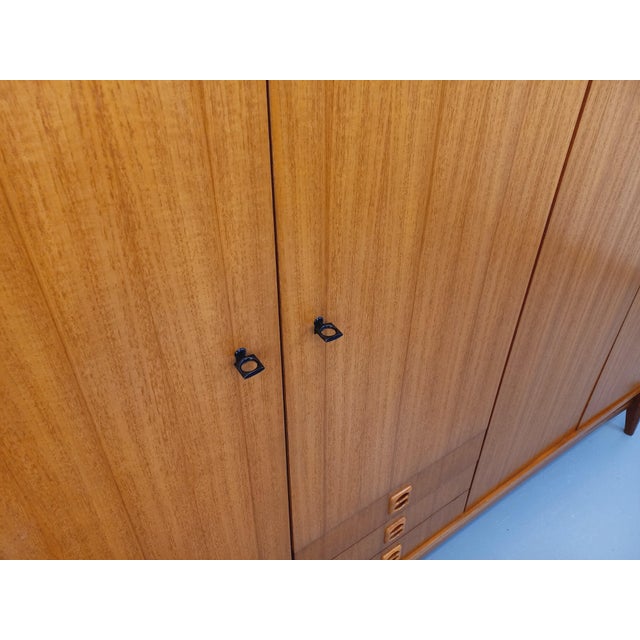 Tan Vintage Scandinavian Teak Wardrobe, 1960s For Sale - Image 8 of 18