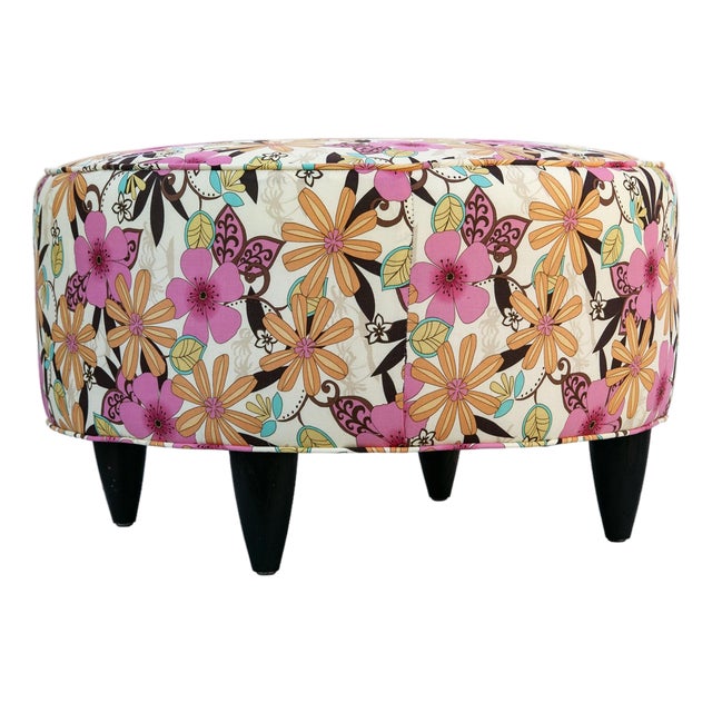 Late 20th Century Large Floral Foot Stool For Sale