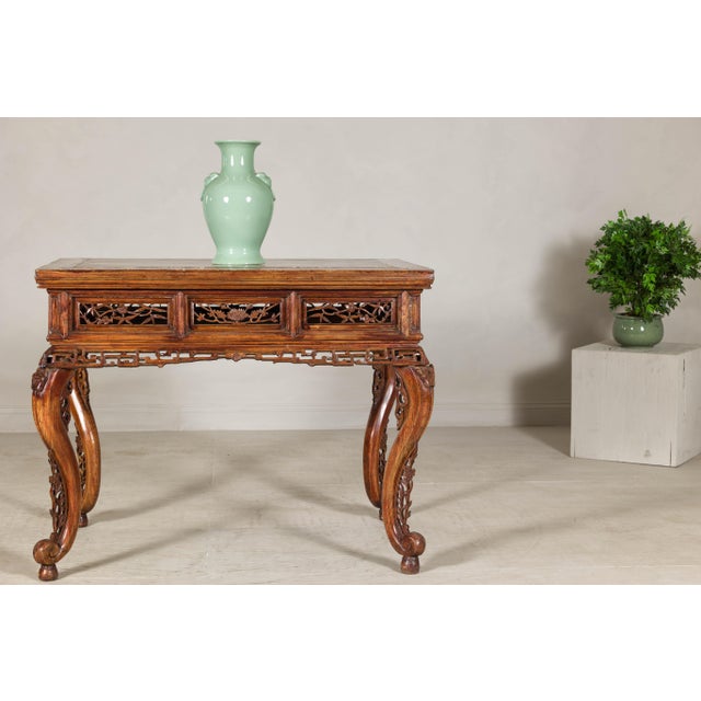 Late Qing Dynasty Hardwood Hall Table with Dragon Carvings and Lacquer Patina For Sale - Image 11 of 12
