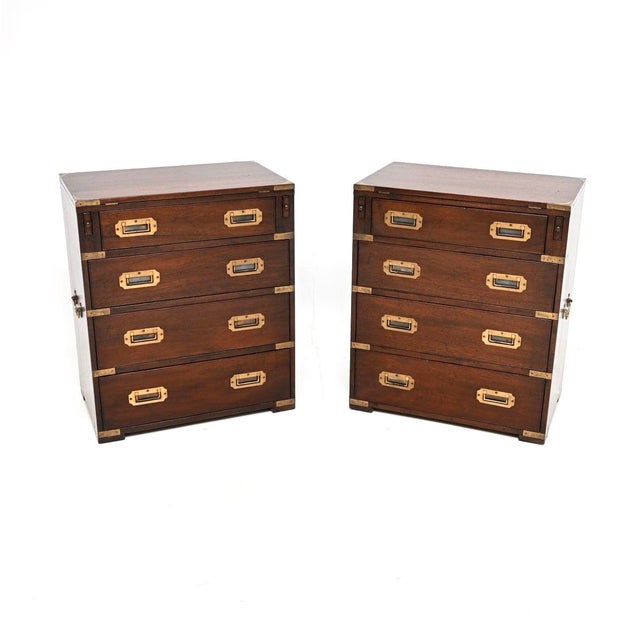 Antique Military Campaign Bachelor Chests of Drawers, 1930s, Set of 2 For Sale - Image 11 of 11