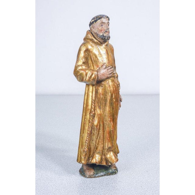 Italian Artist, Sculptures of Religious Saints. 1700, Wood and Gold For Sale - Image 9 of 18