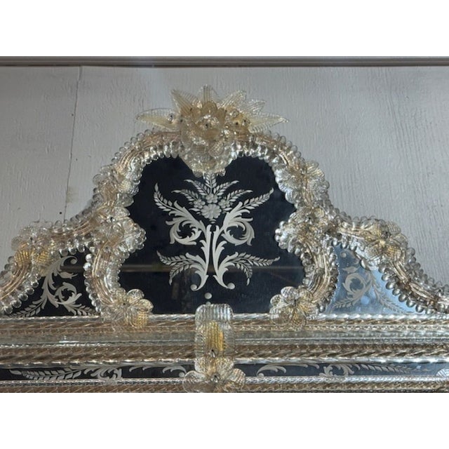 Vintage Italian Murano Glass Etched Mirror For Sale In Dallas - Image 6 of 6