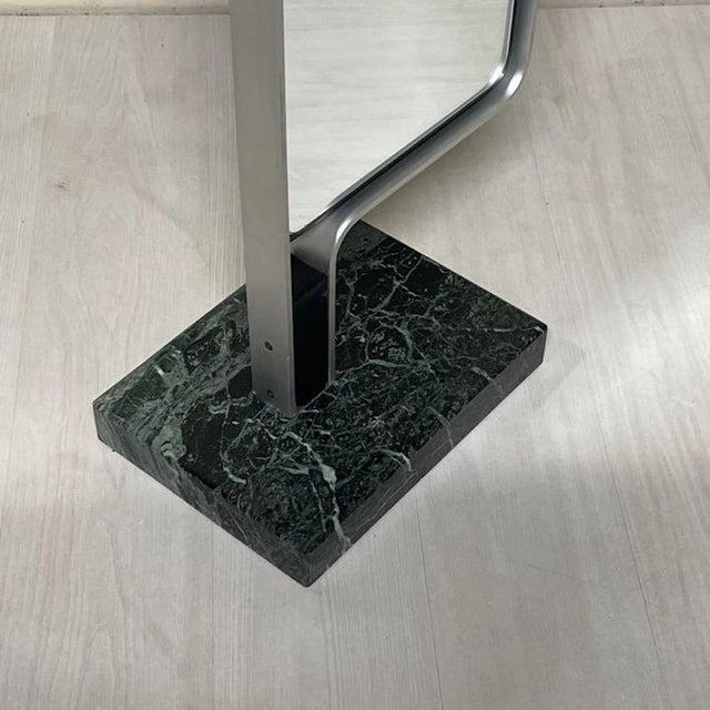 Vintage Italian Floor Mirror in Aluminum and Green Marble, 1970s For Sale - Image 12 of 15