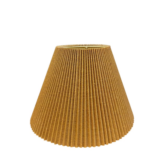 Pair Mid Century Modern Vintage Pleated Jute Lampshades For Sale - Image 14 of 18