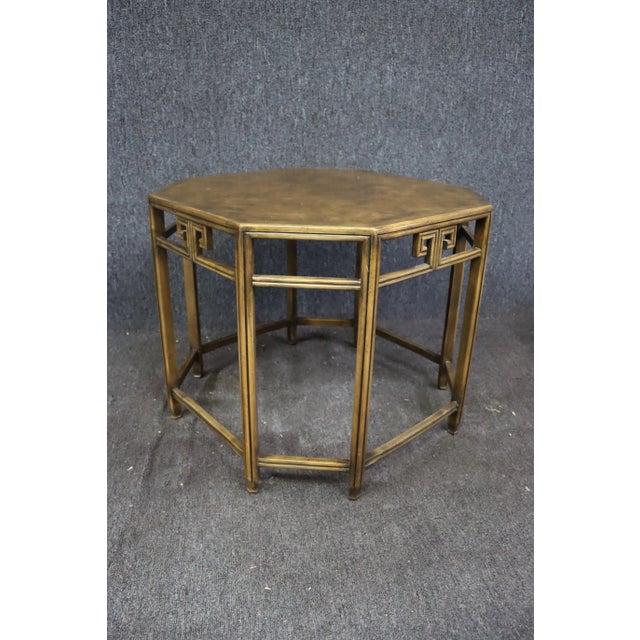 Stained wood, Baker Regency style side table with Asian style design.
