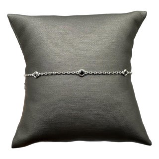 Black Diamond Station Bracelet in 14kt White Gold – 0.25ctw, 7in, New For Sale