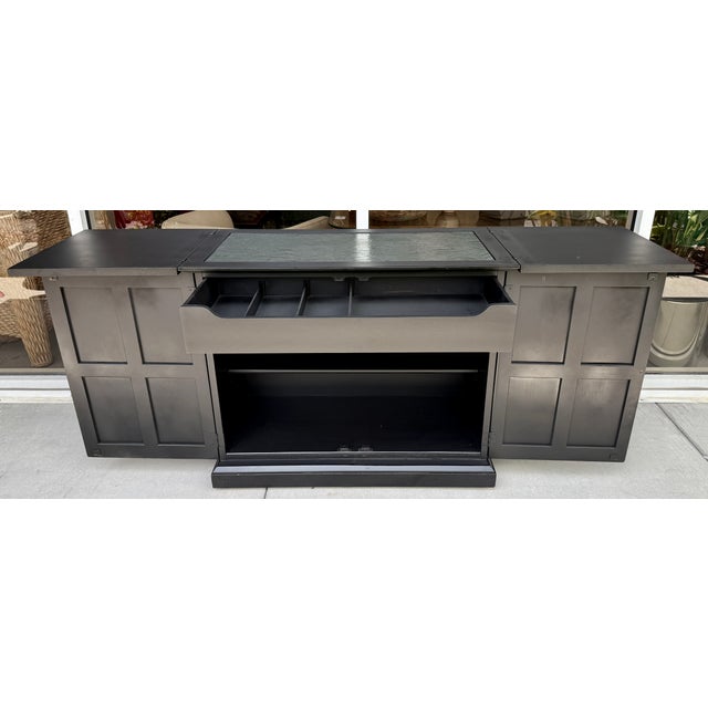 Black Henredon Custom Folio Three Collection Rolling Bar Cabinet For Sale - Image 8 of 11