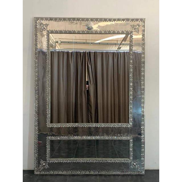 Great and important structure with 2 mirrors below and above contoured by mirrored effect metal plates outinated by...