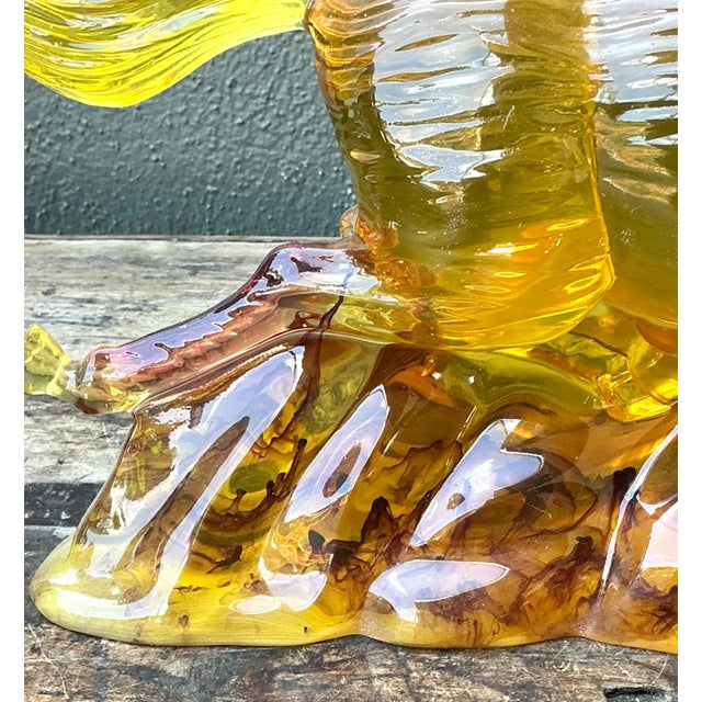 Vintage Amber Cast Lucite Running Horse Sculpture For Sale - Image 14 of 15