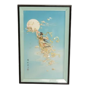 Vintage Chinese 'Chang'e Flying to the Moon' Resin Wall Art