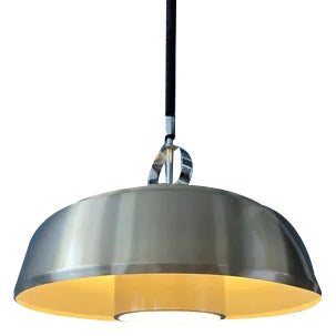 Mid-Century Aluminium Pendant Lamp with Orange Lacquer For Sale