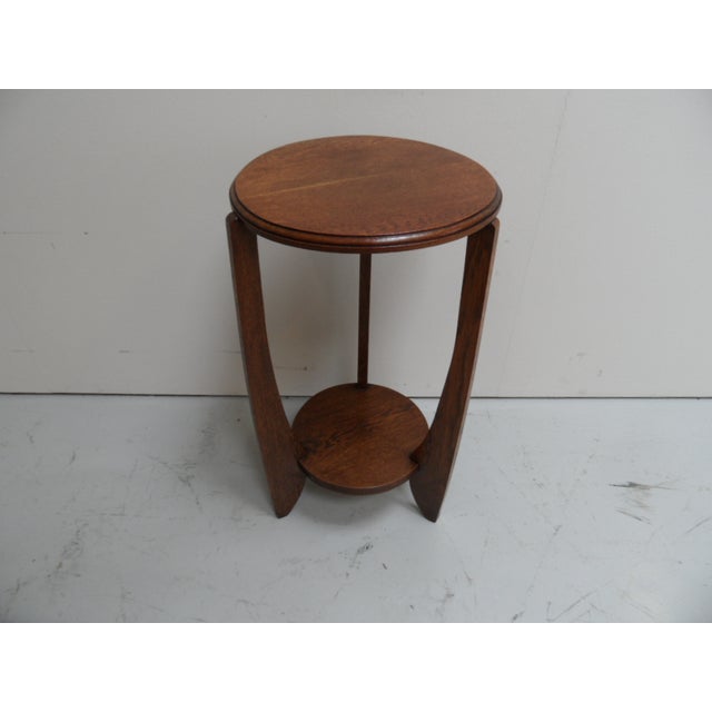 Art Deco Round Oak Side Table, 1890s For Sale - Image 9 of 9