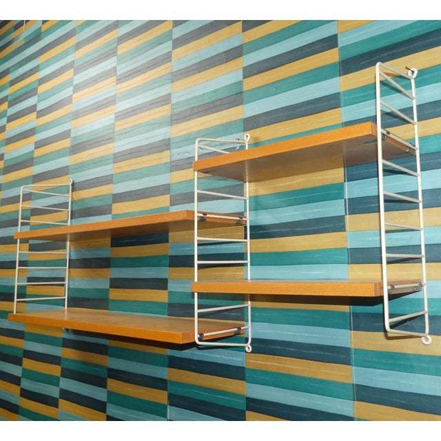 Tan Swedish String Shelving Unit in Elm by Kajsa & Nils Nisse Strinning, 1960s For Sale - Image 8 of 13