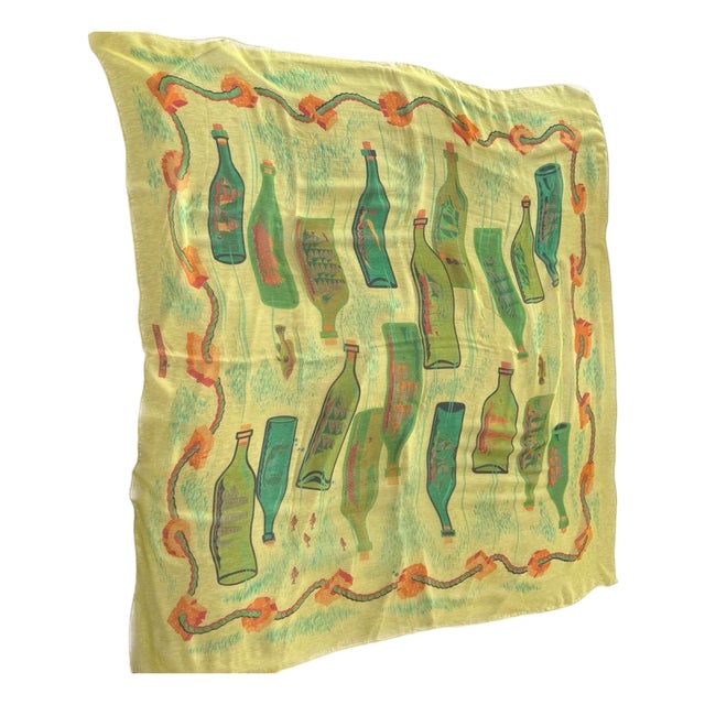1910s Hermès “Bouteilles À La Mer” Mousseline Scarfs For Sale