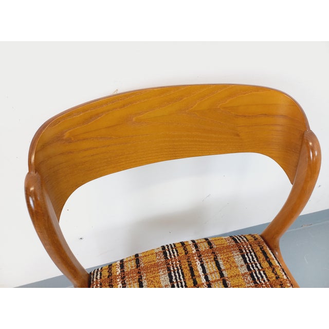 Wood Vintage Sleigh Chair in Wood and Wool Fabric from Baumann, 1970s For Sale - Image 7 of 14