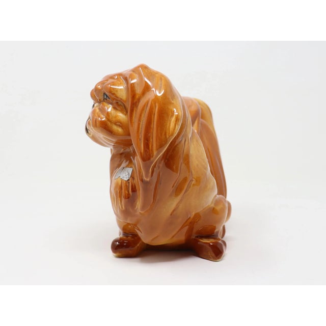 Traditional Vintage Ceramic Pekingese Dog Statue Figurine For Sale - Image 3 of 11