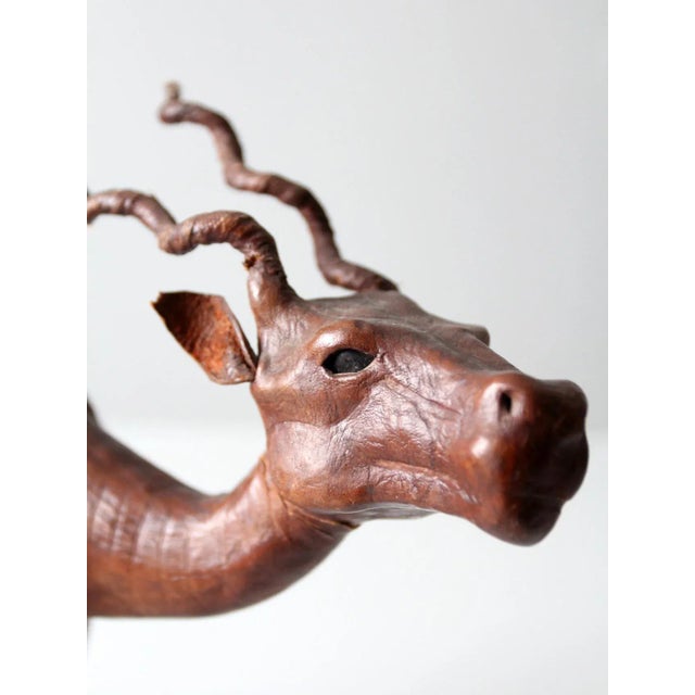 Brown Vintage Leather Antelope Figure For Sale - Image 8 of 13