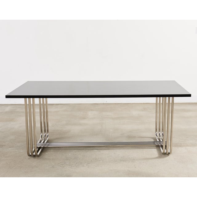 Ralph Lauren Black Lacquer and Chrome Hudson Dining Table For Sale - Image 17 of 18