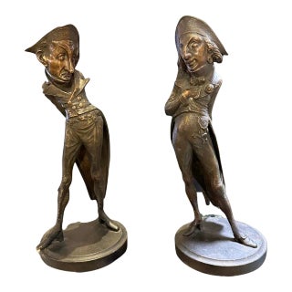 Early 19th Century Spelter Metal Political Satire Figurines- 2 Pieces For Sale