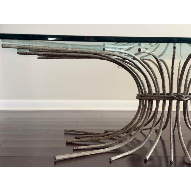 Vintage 1960 Faux Bois Cast Iron Glass Top Coffee Table Sculptural Branch Base Hollywood Regency Organic Modern Diego Giacometti / Maison Jansen Style For Sale - Image 10 of 12