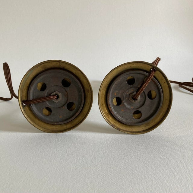 Vintage Mid 20th Century Hunter Green Metal Table Lamps - a Pair For Sale In Greenville, SC - Image 6 of 12