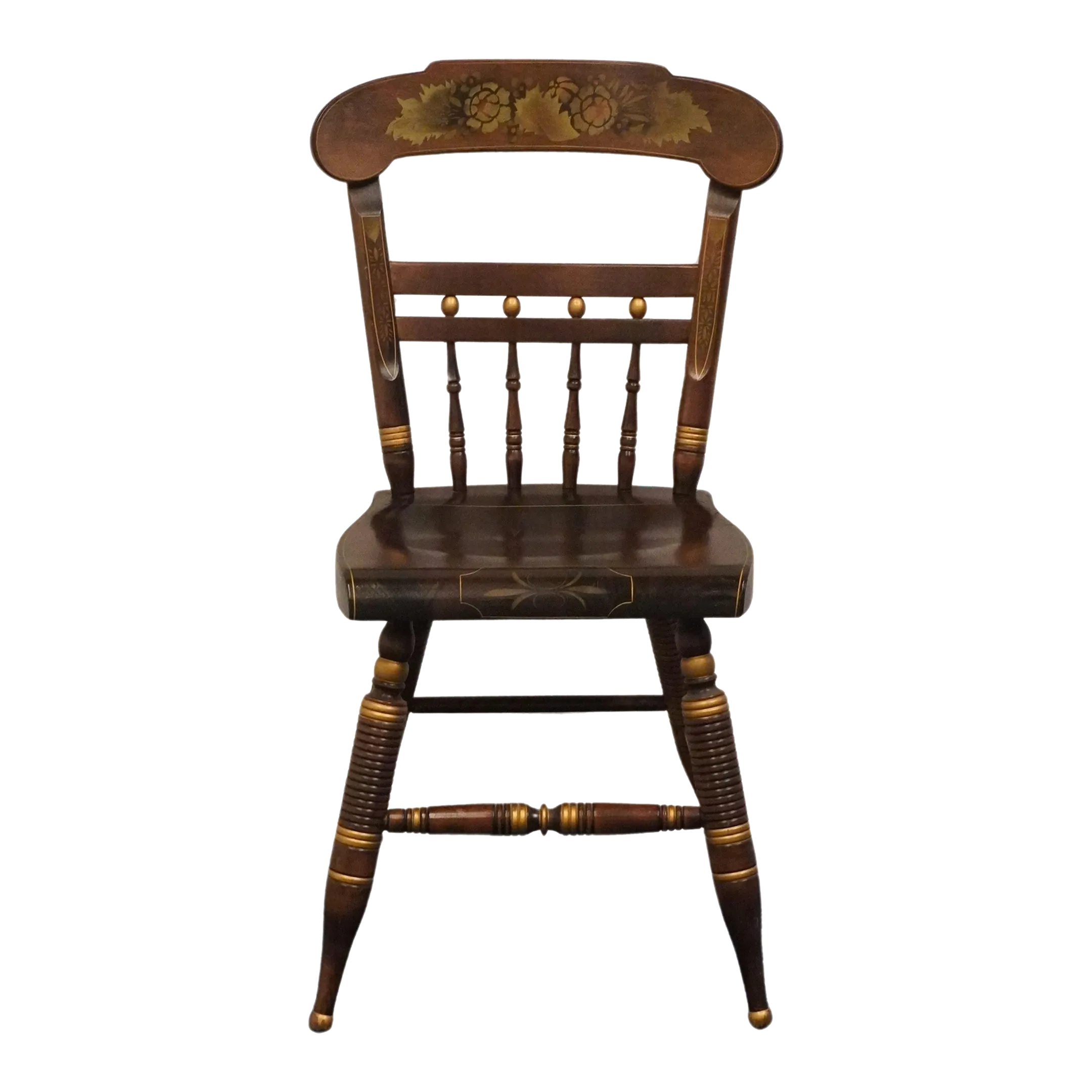 Ethan Allen Solid Pine Hitchcock Style Hand Decorated Accent Side