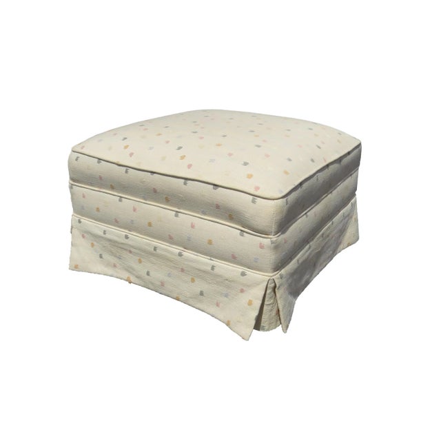 Traditional Vintage Square Ottoman With Solid Walnut Legs on Casters For Sale - Image 3 of 10