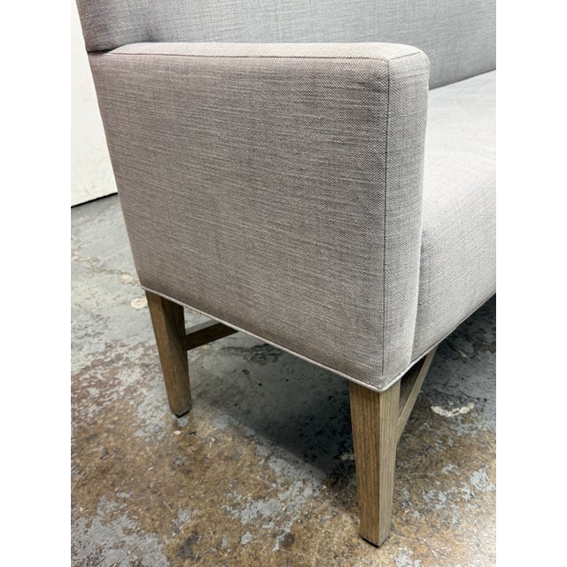 Custom DesignGrey Woven Upholstered Bench With Arms For Sale - Image 10 of 12