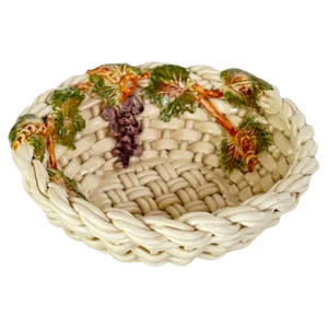 Large Vintage Portugese Majolica Pottery Fruit Bowl Table Centerpiece, 1960s