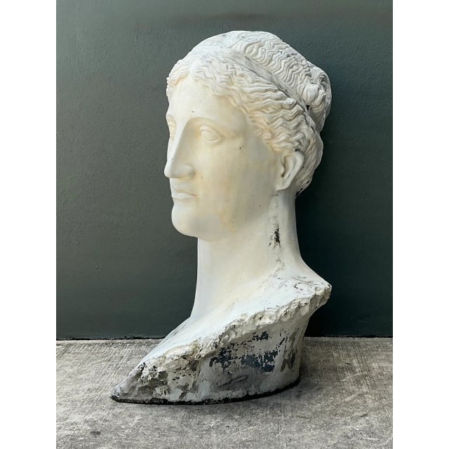 Vintage Monumental Fiberglass Roman Goddess Head Sculpture For Sale - Image 4 of 12