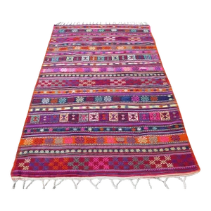 Mid 20th Century 80s Turkish Handmade Bright Colors Kilim Vintage Area Rug