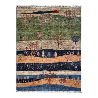 Green Persian Style Gabbeh Rug, 03'08 X 04'11 For Sale
